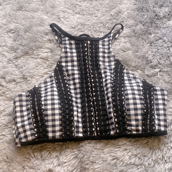 Betsey Johnson Other - Betsey Johnson Black White Gingham Check Bikini Swim Top Size Medium
